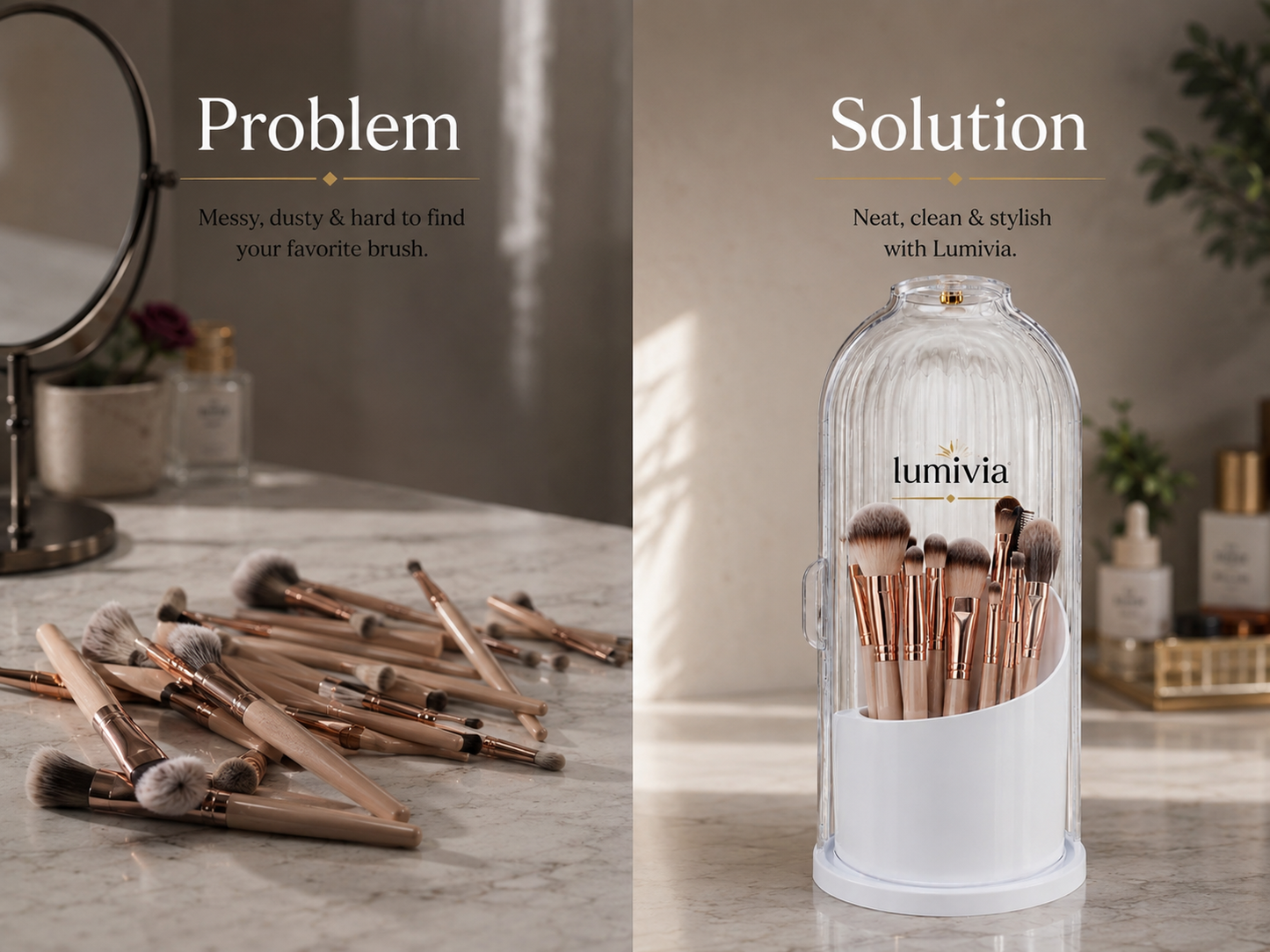 𝐋𝐔𝐌𝐈𝐕𝐈𝐀™ Dustproof Rotating Luxury Brush Holder